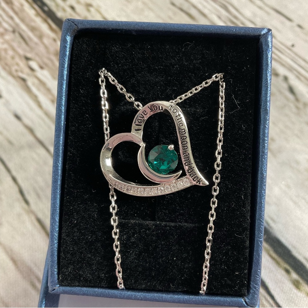 Elda & Co Sterling Silver .925 Heart Necklace Love You To The Moon And Back Gift - Picture 2 of 5